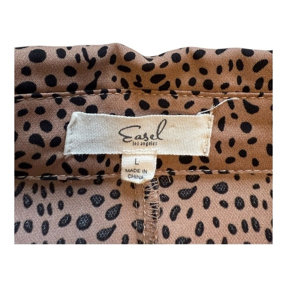 Easel Oversized Leopard Print Short Sleeve Blouse - Size Large - Picture 7 of 13